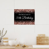 Roos Gold Glitter op Black 70th Birthday Welkom Poster (Keuken)