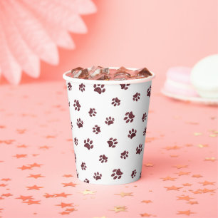 Roos Gold Glitter Paw Printerpartij Papieren Bekers