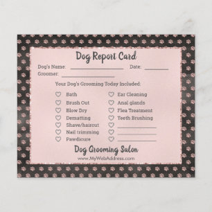 Roos Gold Glitter Paws Dog Grooming Report Kaart