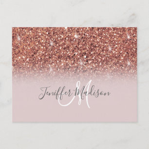 Roos gold glitter Persoonlijke naam Briefkaart