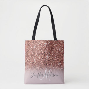 Roos gold glitter Persoonlijke naam Draagtas