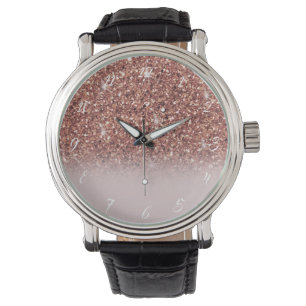 Roos gold glitter Persoonlijke naam Horloge