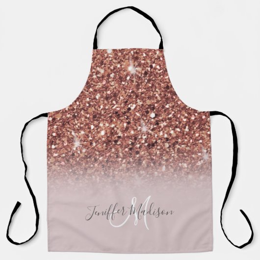 Roos gold glitter Persoonlijke naam Schort (Voorkant)