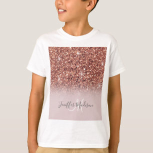 Roos gold glitter Persoonlijke naam T-shirt