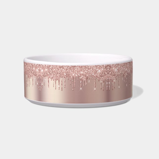 Roos Gold Glitter Pet Bowl Voerbakje (Voorkant)