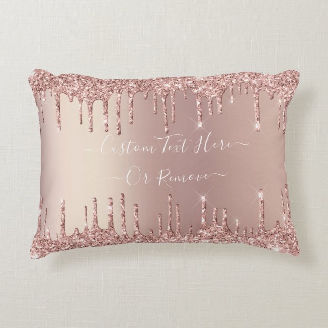 Roos Gold Glitter Pillow - aangepaste tekstnaam Accent Kussen (Voorkant)