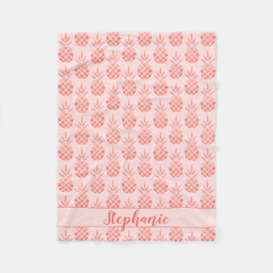 Roos Gold Glitter Pineapple Script Naam Pink Fleece Deken