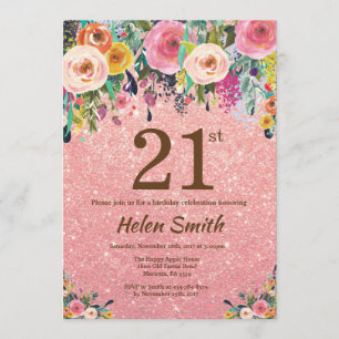 Roos Gold Glitter Pink Floral 21 oktober 2010 Kaart