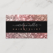 Roos Gold Glitter Pink Monogram Beauty Salon Visitekaartje (Voorkant)