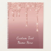Roos Gold Glitter Planner met aangepaste tekst (Voorkant)