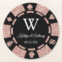 Roos Gold Glitter Poker Chip Casino Wedding