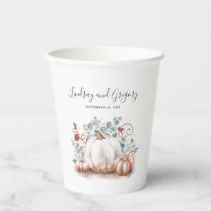 Roos Gold Glitter Pumpkin Elegant Herfst Celebrati Papieren Bekers