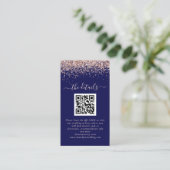 Roos Gold Glitter QR-code marinevrouw - Details Informatiekaartje (Staand voorkant)