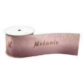 Roos Gold Glitter Ribbon - Aangepaste naam en lett Lint (Spoel)