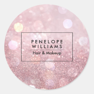 Roos Gold Glitter Ronde Sticker
