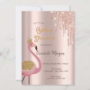 Roos Gold Glitter-schijven, roze flamingos Kaart