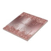 Roos Gold Glitter-schijven Tegeltje (Zijkant)