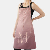 Roos Gold Glitter Schort Aangepaste naam en letter (Insitu)