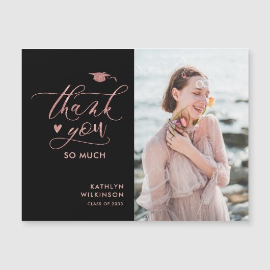 Roos Gold Glitter Script Afstuderen Hartelijk dank (Voorkant)