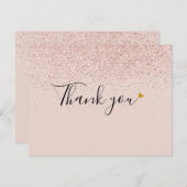 Roos Gold Glitter Script Business - Hartelijk dank Bedankkaart (Voorkant / Achterkant)