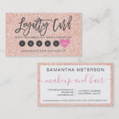 Roos Gold glitter script make-up hair roze hart Klantenkaartje (Voorkant / Achterkant)