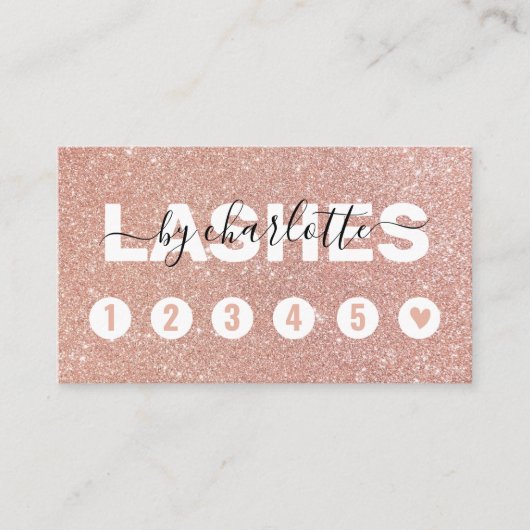 Roos Gold Glitter Script Makeup Loyalty-kaart Klantenkaartje (Voorkant)