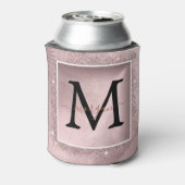 Roos Gold Glitter Script Monogram Blikjeskoeler (Blikje Achterkant)