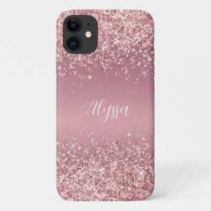 Roos Gold Glitter Script Monogram iPhone 11 Hoesje