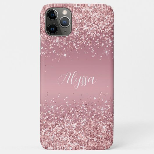 Roos Gold Glitter Script Monogram Case-Mate iPhone Case (Achterkant)