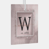 Roos Gold Glitter Script Monogram Glas Ornament (Voorkant Rechts)