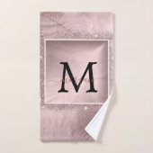 Roos Gold Glitter Script Monogram Handdoek (Handdoek)