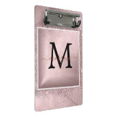 Roos Gold Glitter Script Monogram Mini Klembord (Schuin)