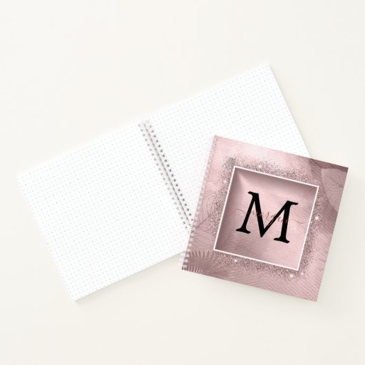 Roos Gold Glitter Script Monogram Notitieboek (Binnen)