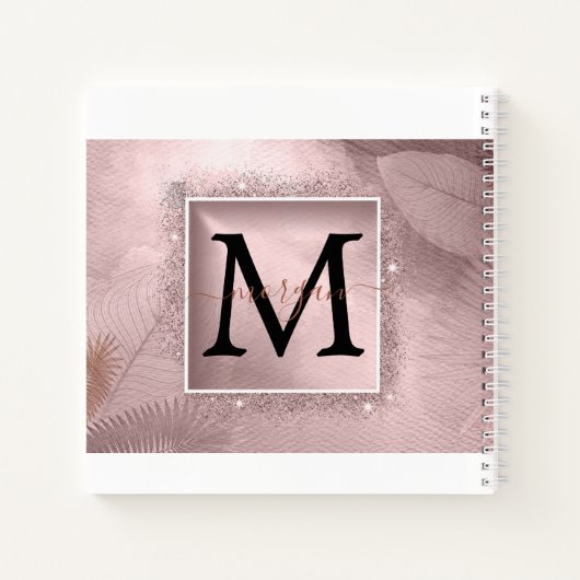 Roos Gold Glitter Script Monogram Notitieboek (Achterkant)