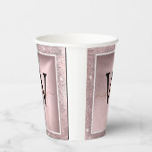 Roos Gold Glitter Script Monogram Papieren Bekers (Rechts)