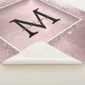 Roos Gold Glitter Script Monogram Sherpa Deken (3/4)
