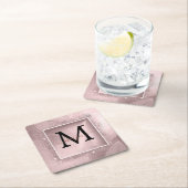 Roos Gold Glitter Script Monogram Vierkante Kartonnen Onderzetter (Insitu)