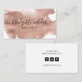 Roos Gold Glitter Script Signature Makeup Artist Visitekaartje (Voorkant / Achterkant)