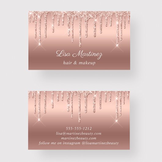 Roos Gold Glitter Script Visitekaartje