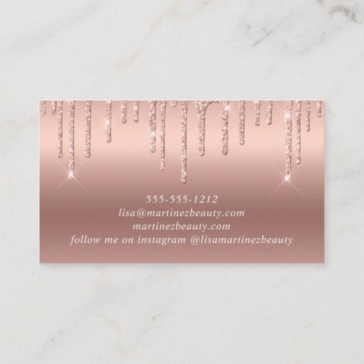 Roos Gold Glitter Script Visitekaartje (Achterkant)