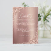 Roos Gold Glitter Script Weddenschap - Gegevens Informatiekaartje (Staand voorkant)