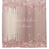 Roos Gold Glitter Shower Curtain - aangepaste teks Douchegordijn (Voorkant)