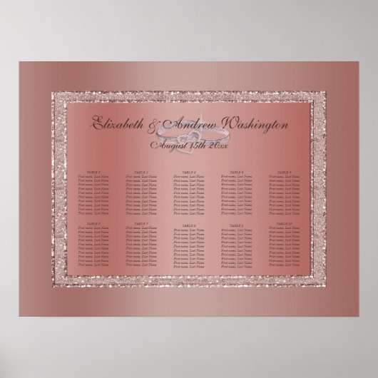 Roos Gold Glitter & Silver Wedding Rings Poster (Voorkant)