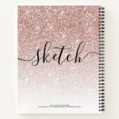 Roos Gold Glitter Sketchbook Name Elegant Script Notitieboek (Achterkant)