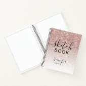 Roos Gold Glitter Sketchbook Name Elegant Script Notitieboek (Binnen)