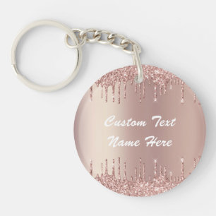 Roos Gold Glitter Sleutelhanger met aangepaste tek