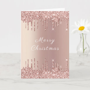 Roos Gold Glitter Sparkle Christmas Kaart