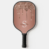 Roos Gold Glitter Sparkle Drift Monogram Naam Pickleball Paddle (Achterkant)