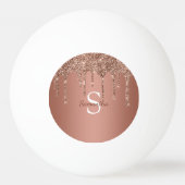 Roos Gold Glitter Sparkle Drift Monogram Naam Pingpongballen (Achterkant)