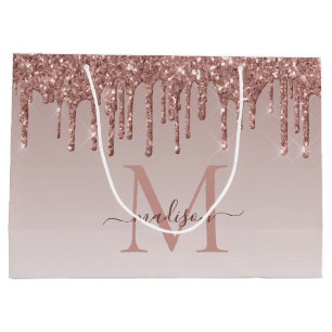 Roos Gold Glitter Sparkle Drips Monogram Script Groot Cadeauzakje
